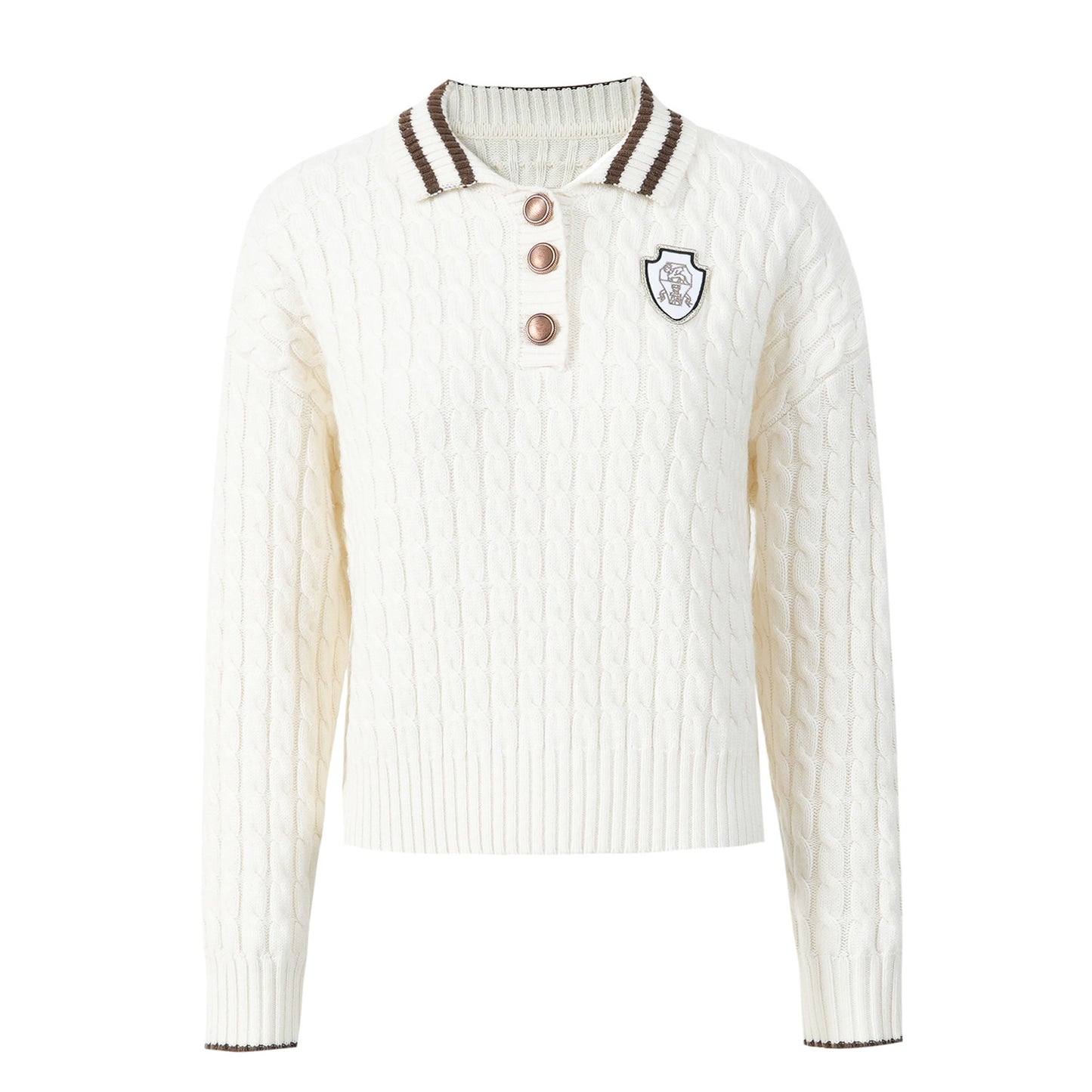 25ss Retro college style fashionable knitted polo collar shirt