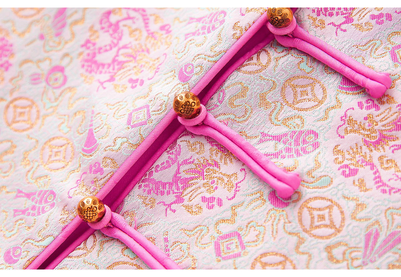 New Chin25ss ese-style auspicious dragon and lucky fish two-piece coat with copper coins and gold threads