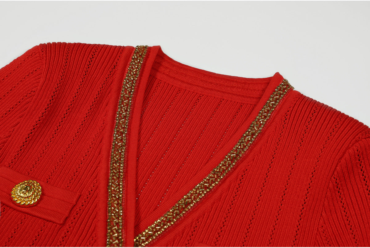 25ss A versatile and slimming beaded hip-hugging dress