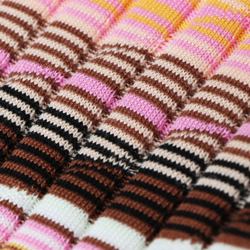 25ss Spring and summer silk cotton striped knitted sweater