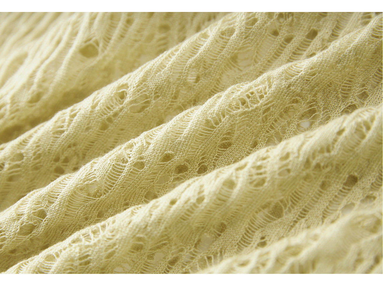 25ss Three-dimensional hollowed-out wool knitted sweater