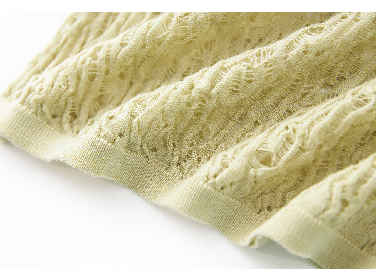 25ss Three-dimensional hollowed-out wool knitted sweater