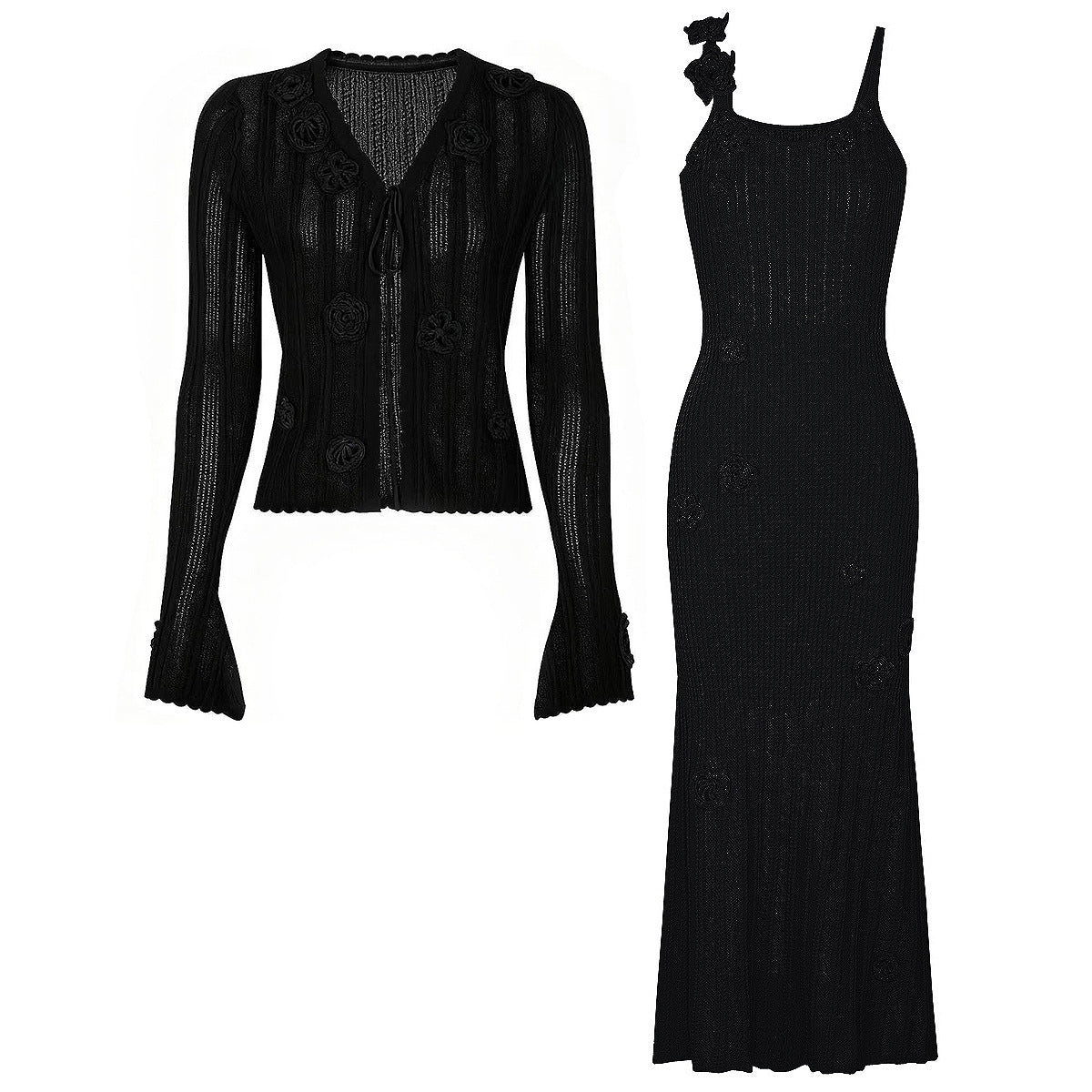 25ss Spring and Autumn Fashion knitted halter dress set