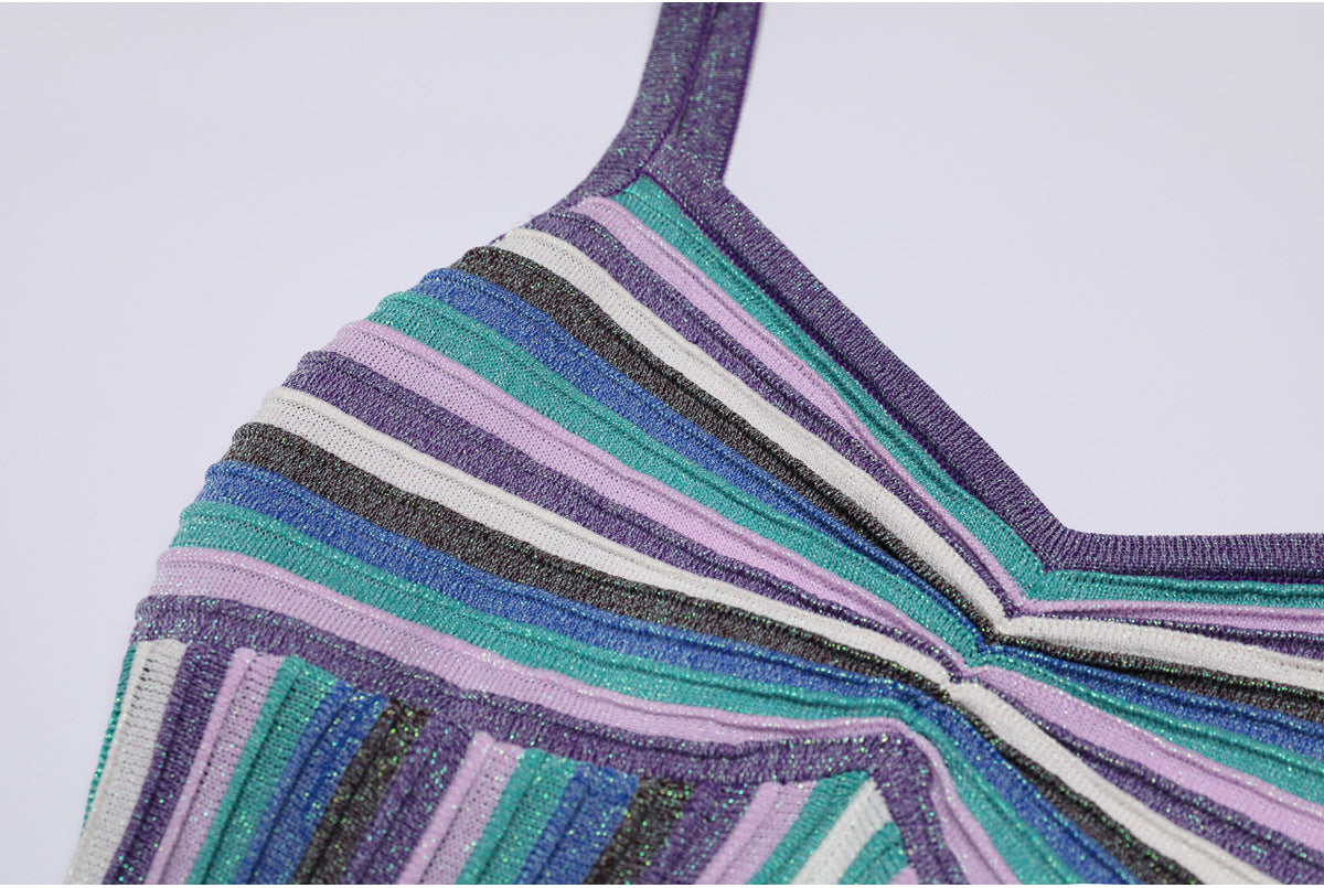 25ss A fashionable knitted halter dress for socialites