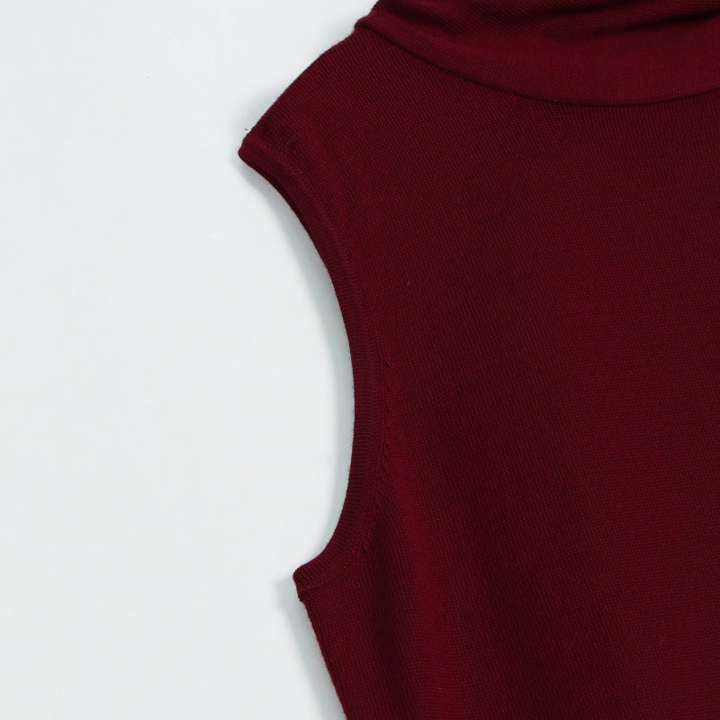 25ss High-neck sleeveless wool knitted dress for autumn and winter