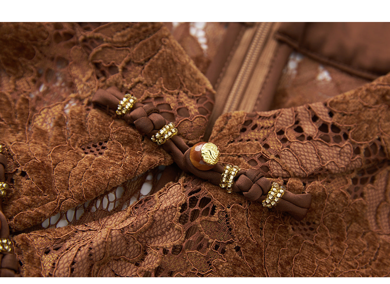 25ss Autumn new Chinese-style retro jacquard Chenille lace vest