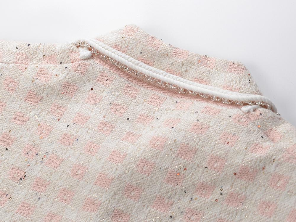 25ss A two-piece set of a thousand-bird check knitted cardigan