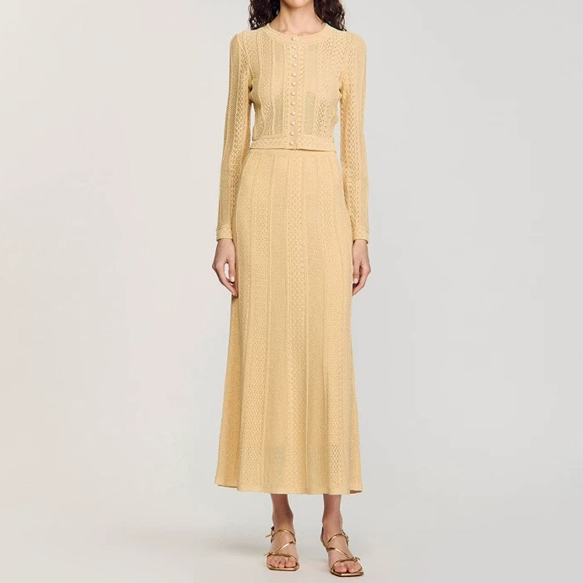 25ss Spring and Autumn knitted lady cardigan suit dress