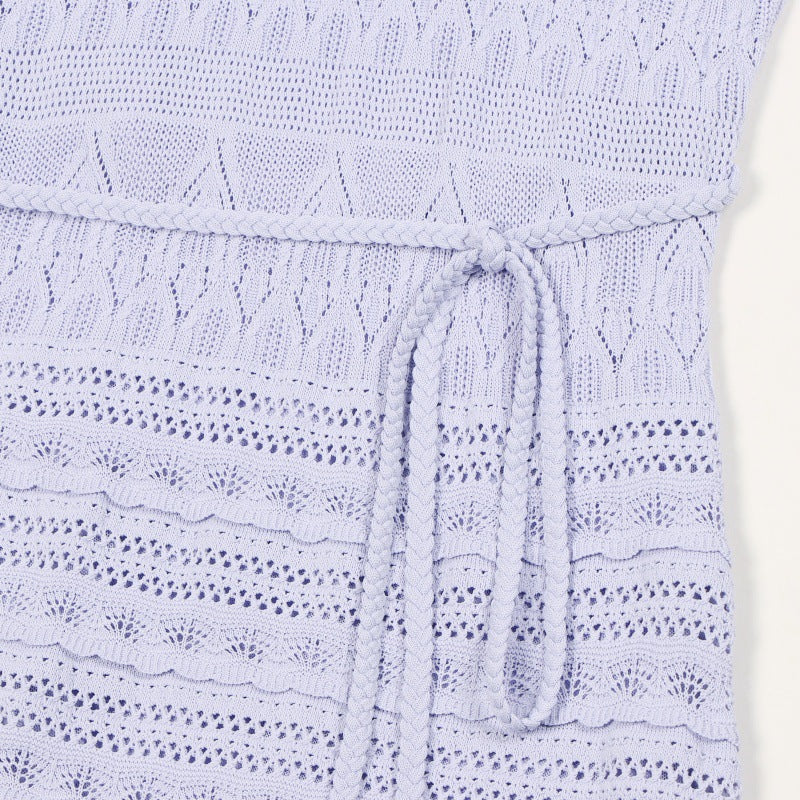 25ss Sleeveless cut-out beach knitted dress