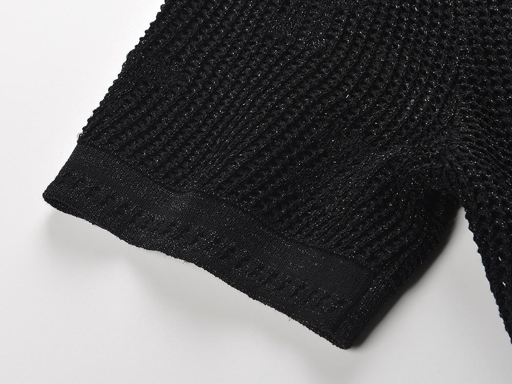 25ss Classic and elegant black bow knitted dress