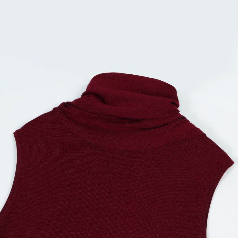 25ss High-neck sleeveless wool knitted dress for autumn and winter