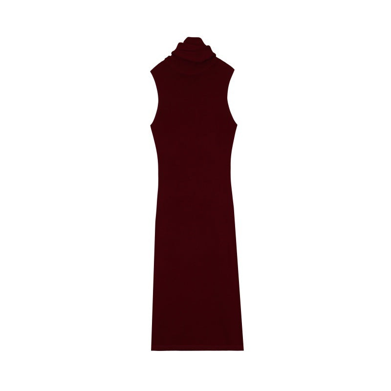 25ss High-neck sleeveless wool knitted dress for autumn and winter