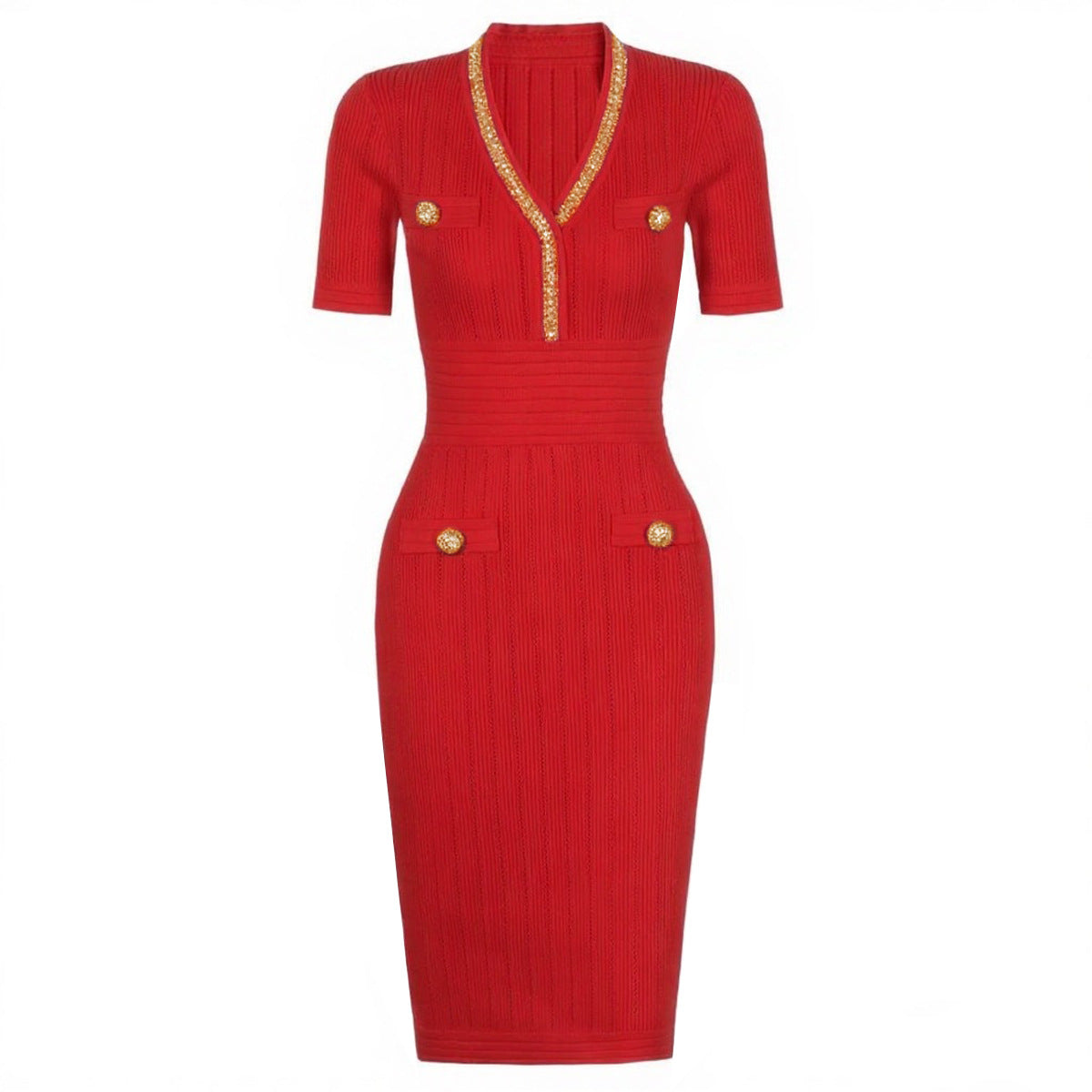 25ss A versatile and slimming beaded hip-hugging dress
