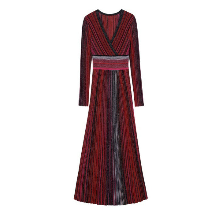 25ss V-neck long-sleeved knitted dress for autumn and winter