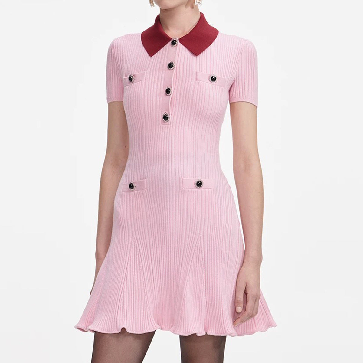 25ss Summer short-sleeved ladylike knitted short skirt