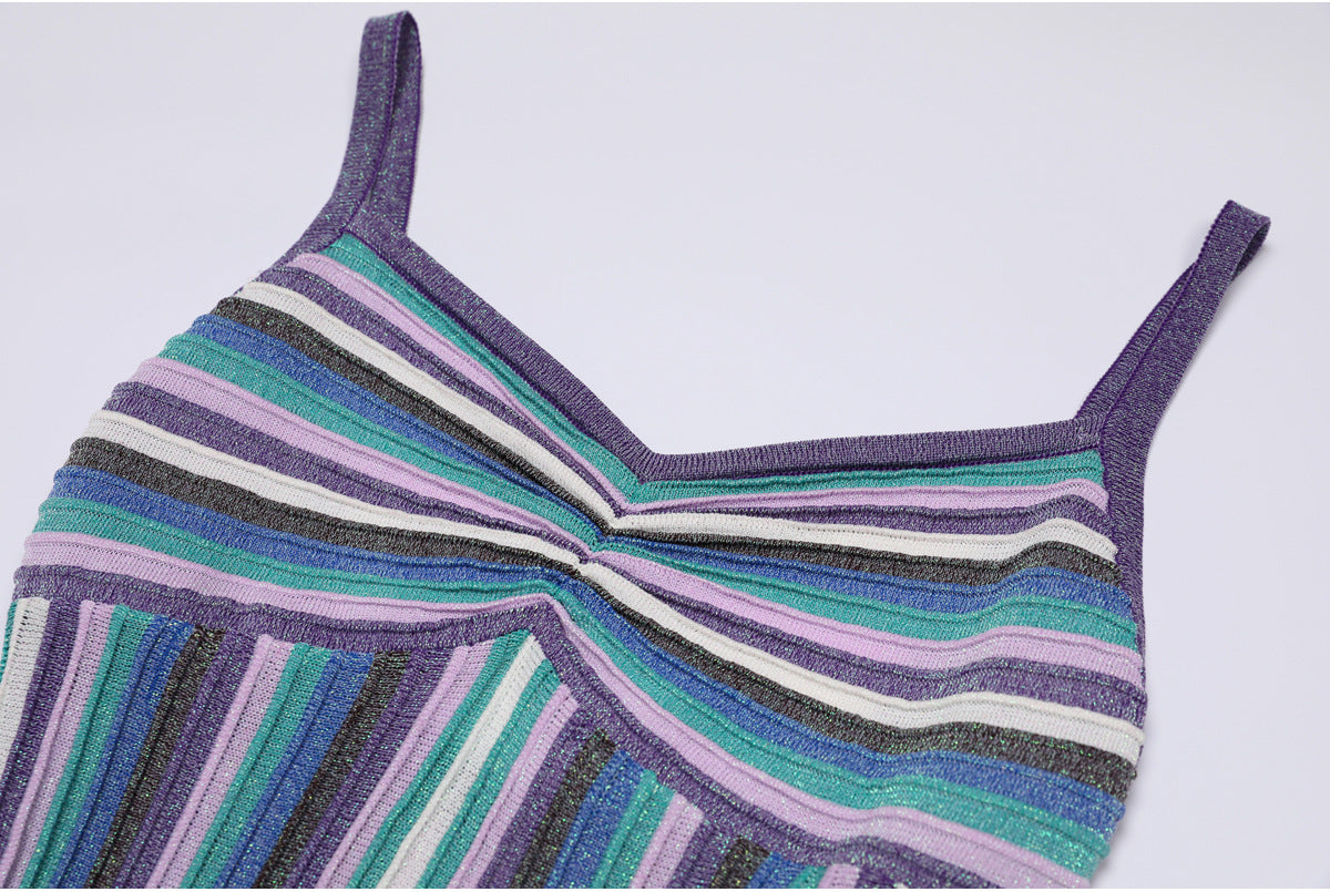 25ss A fashionable knitted halter dress for socialites