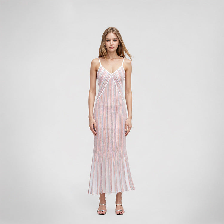 25ss Spring and summer sleeveless Tencel A-line knitted dress