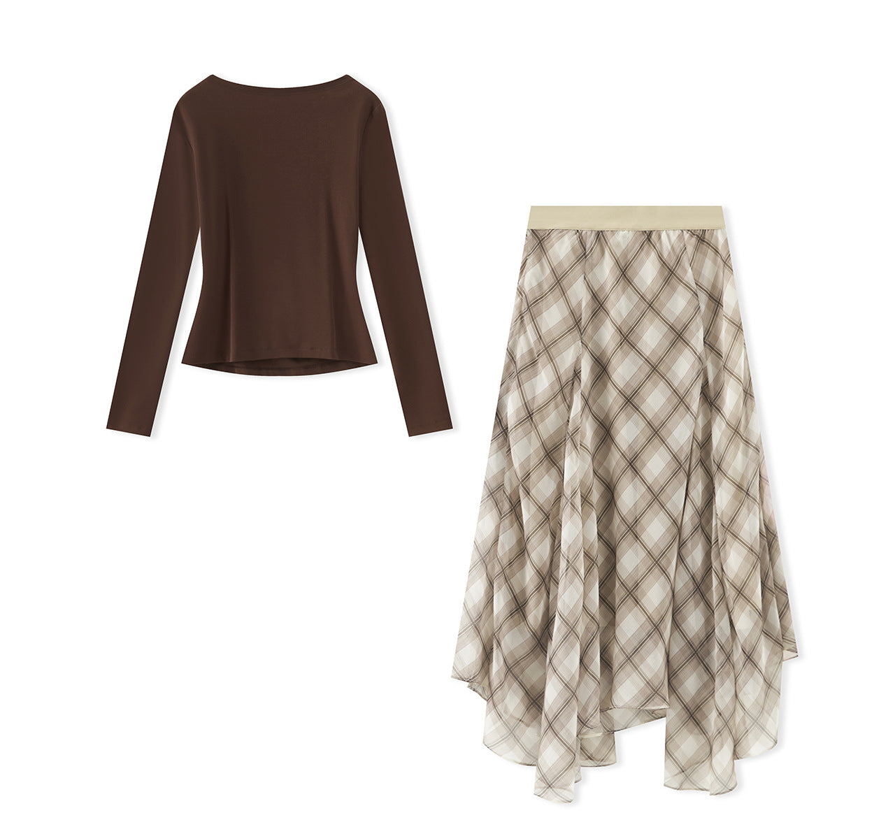 25ss Autumn off-the-shoulder knitted sweater set skirt