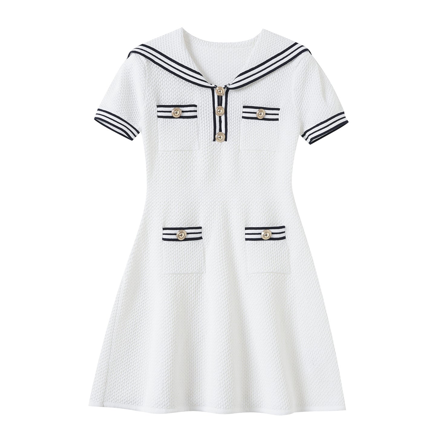 French-style, niche and youthful school-style knitted dress