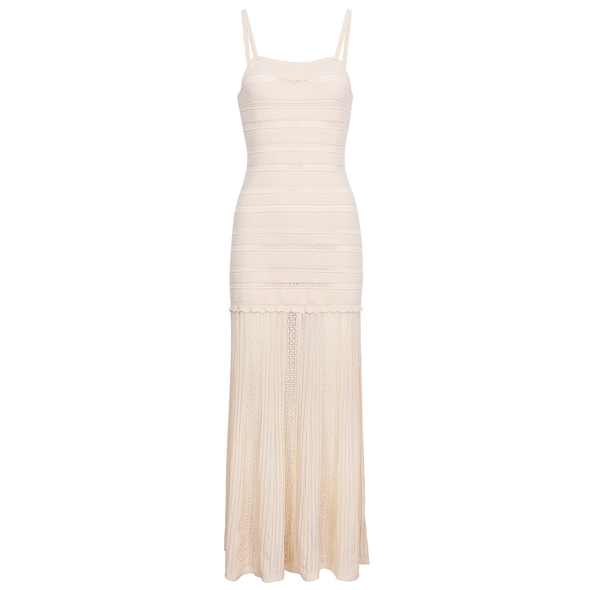 25ss Handcrafted jacquard cutout slimming halter dress