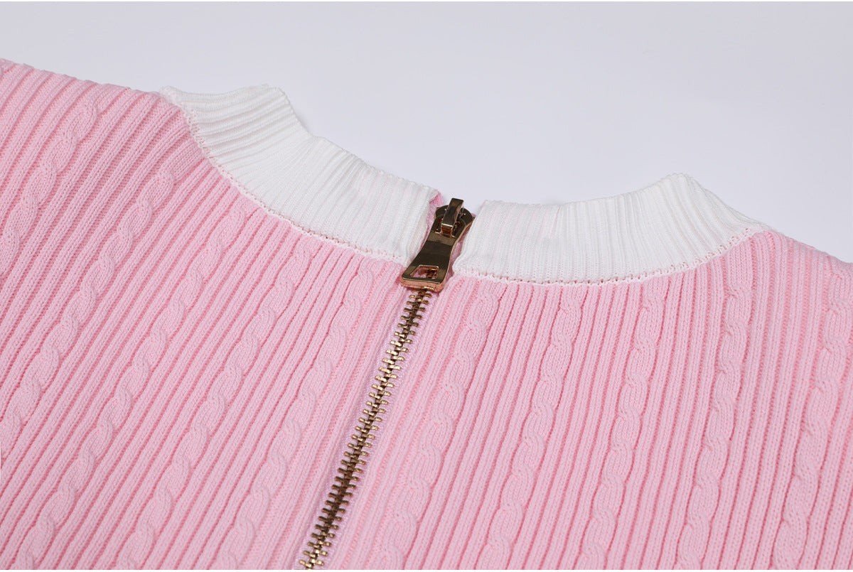 25ss V-neck knitted versatile body-hugging dress
