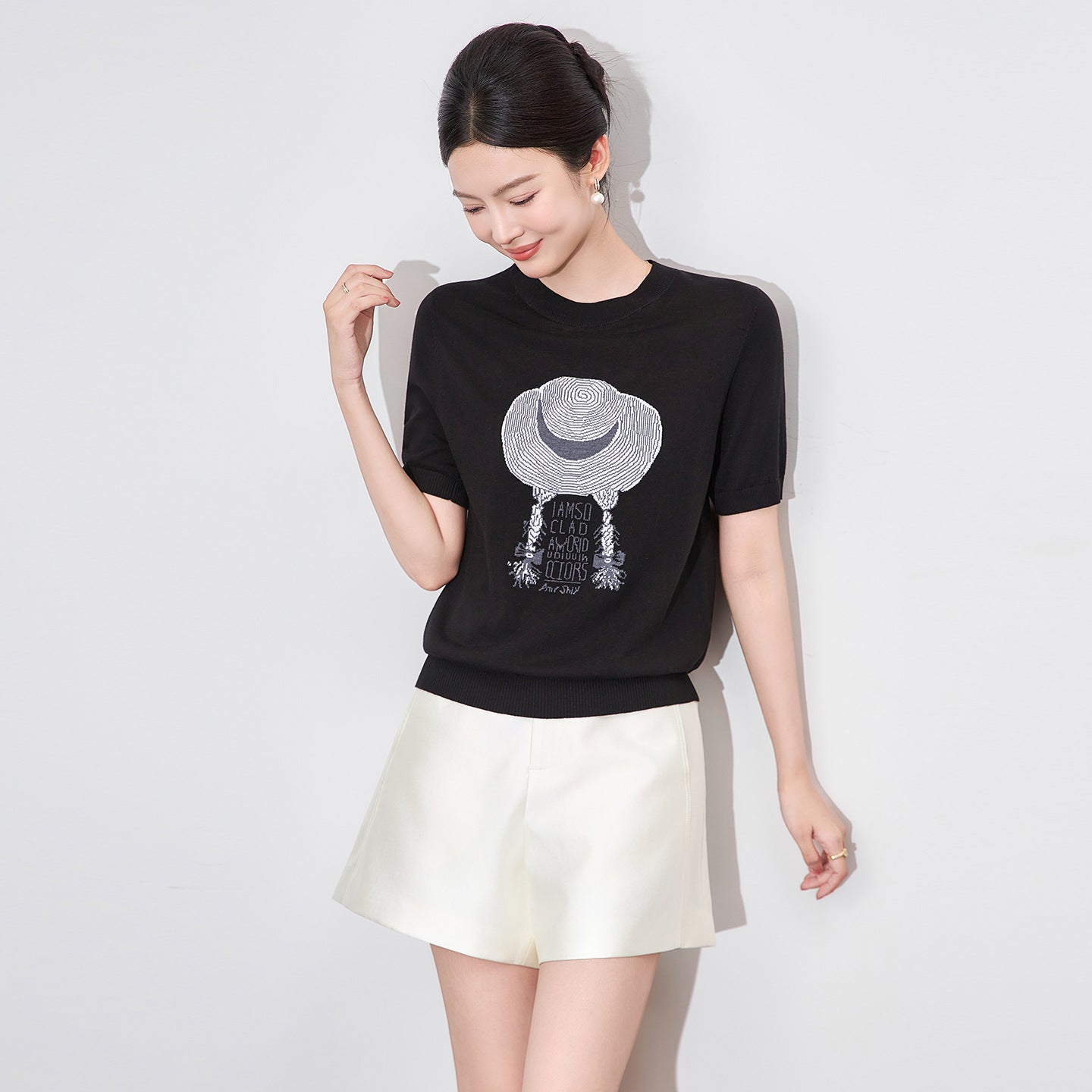 25ss Tencel wool breathable knitted short-sleeved T-shirt