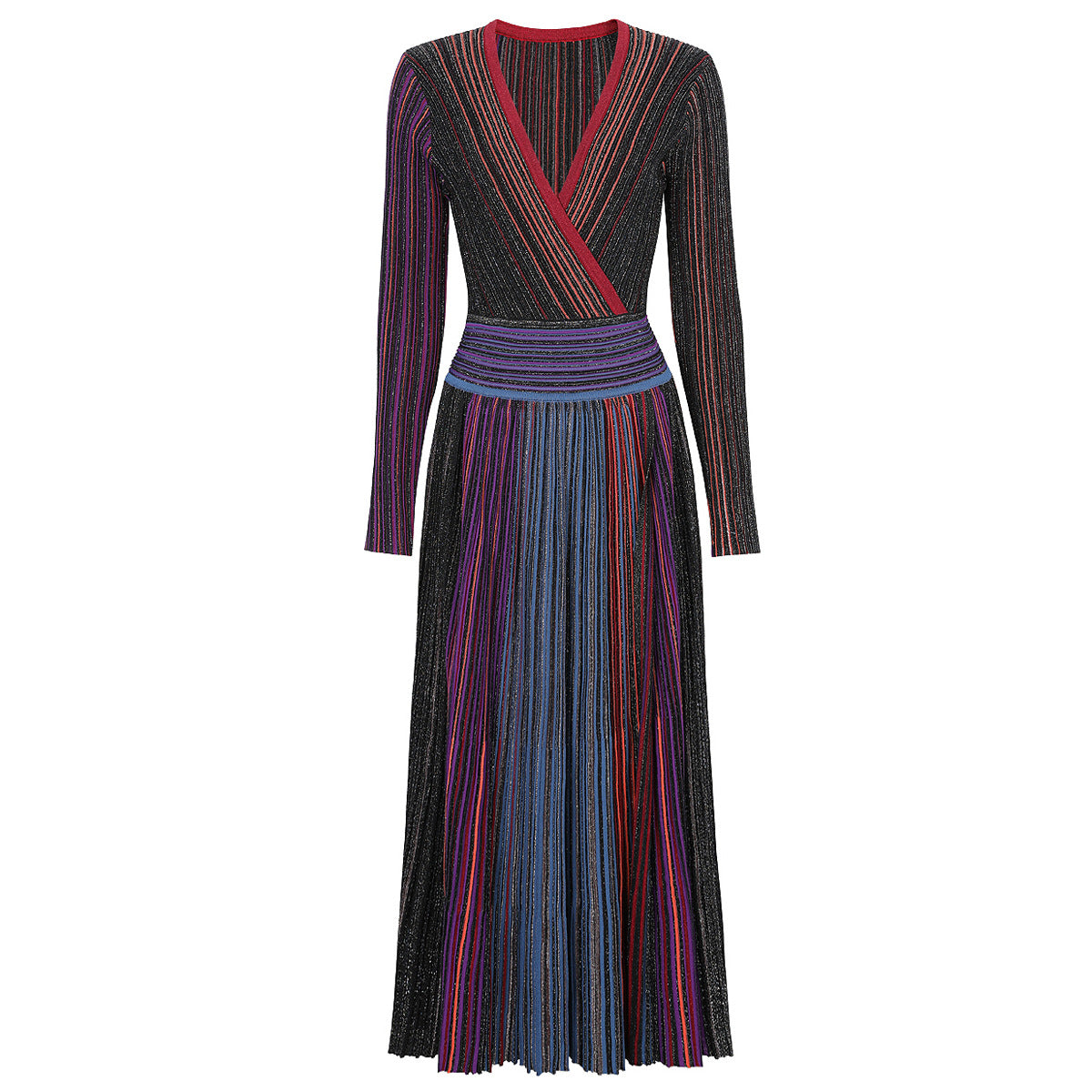 25ss European and American slimming long-sleeved slit dress