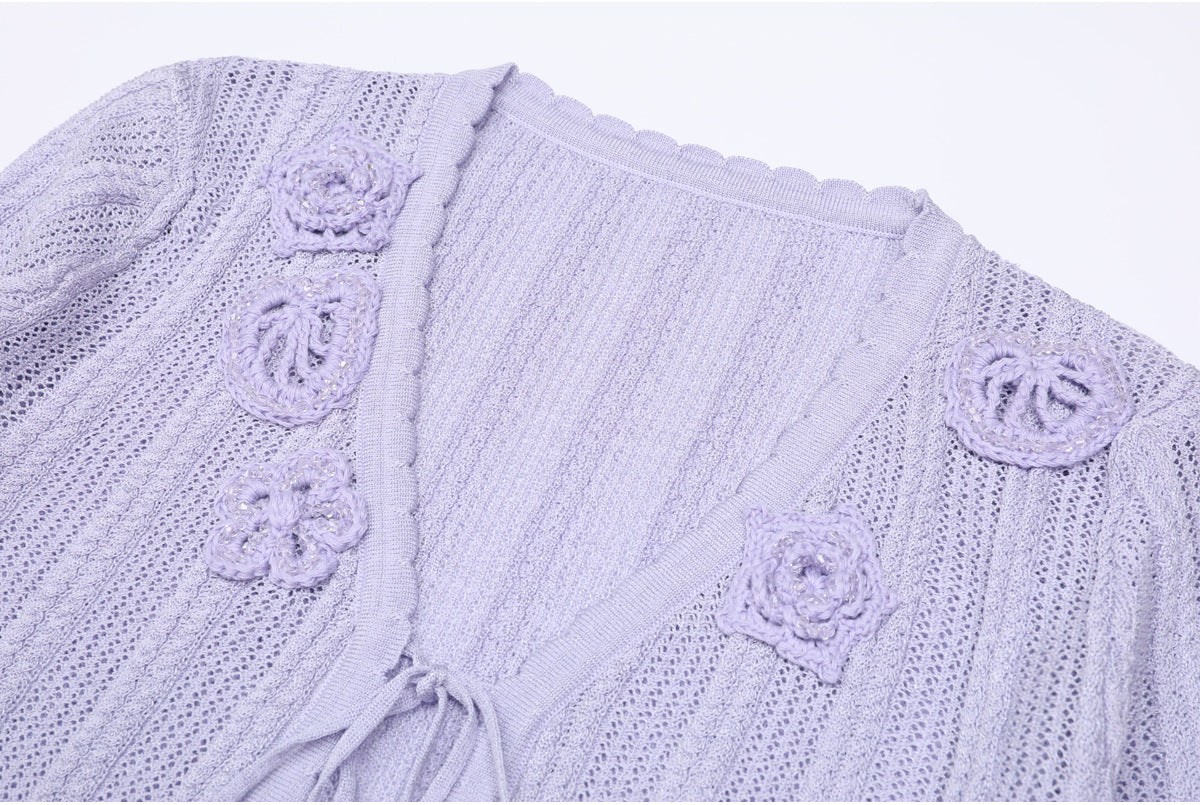 25ss Spring and Autumn Fashion knitted halter dress set