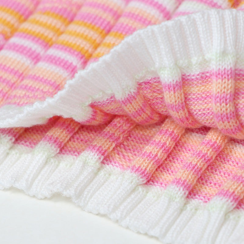 25ss Spring and summer silk cotton striped knitted sweater
