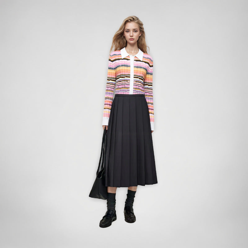 25ss Spring and Autumn polo collar Tencel cotton knitted sweater