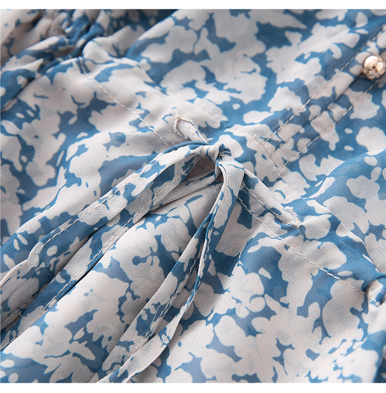 25ss Chiffon waist-cinching and youthful niche dress