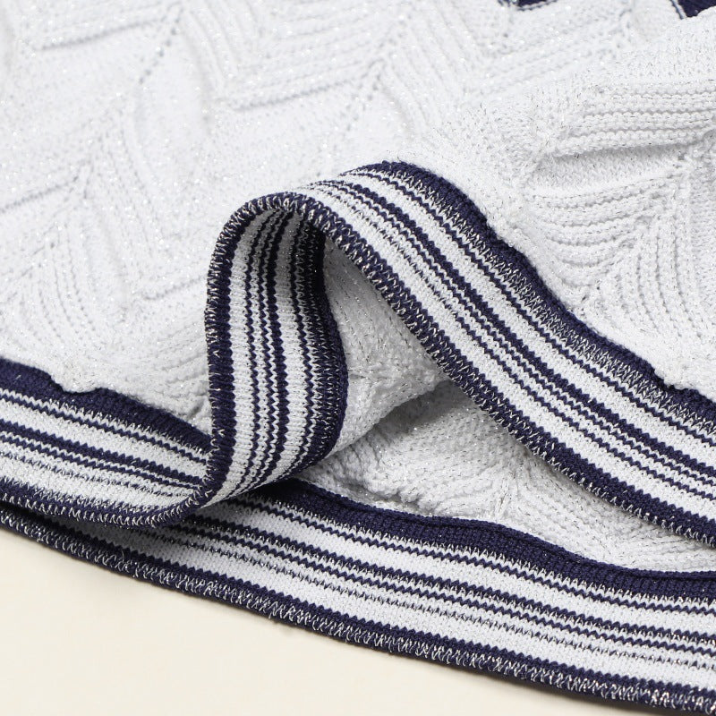 25ss Elegant lady A-line striped knitted dress