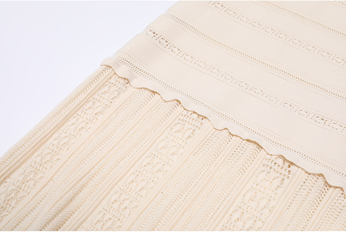 25ss Handcrafted jacquard cutout slimming halter dress