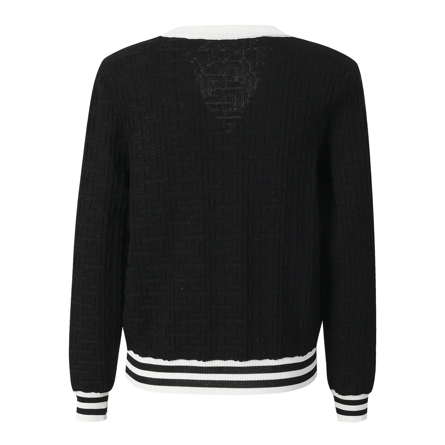 25ss Early autumn color-blocking jacquard chanel-style knitted sweater