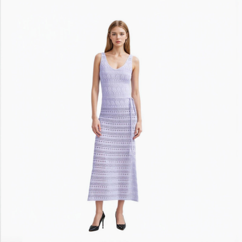 25ss Sleeveless cut-out beach knitted dress