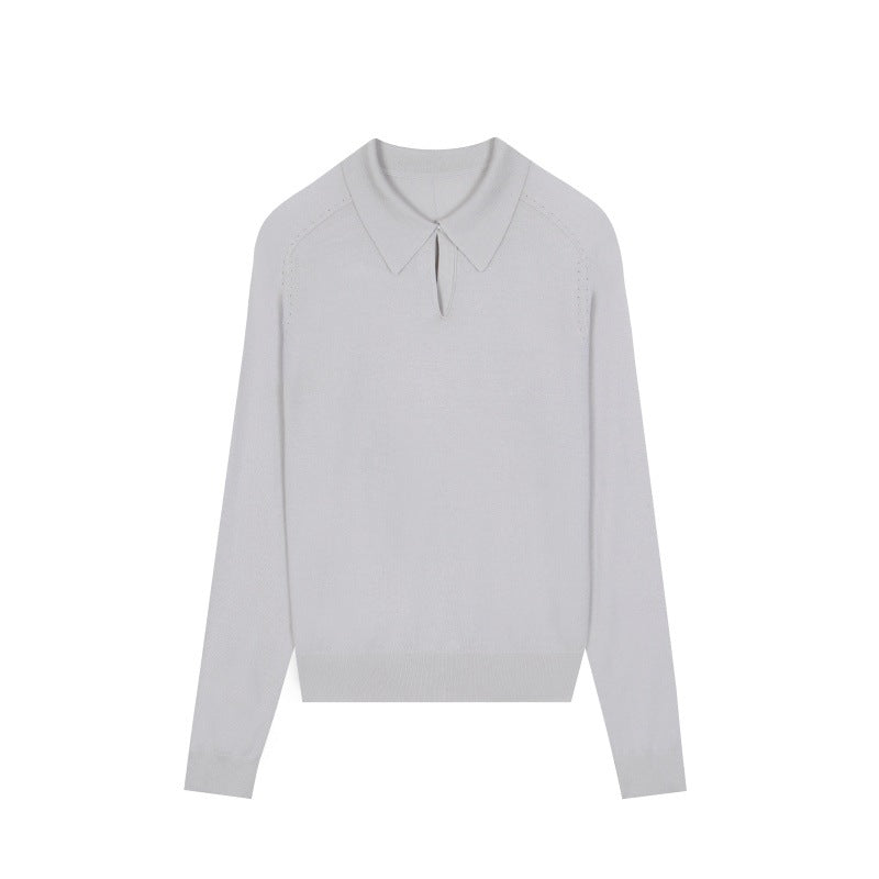 25ss Autumn and winter polo collar Tencel wool knitted sweater