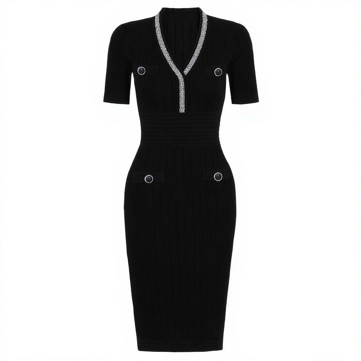 25ss A versatile and slimming beaded hip-hugging dress