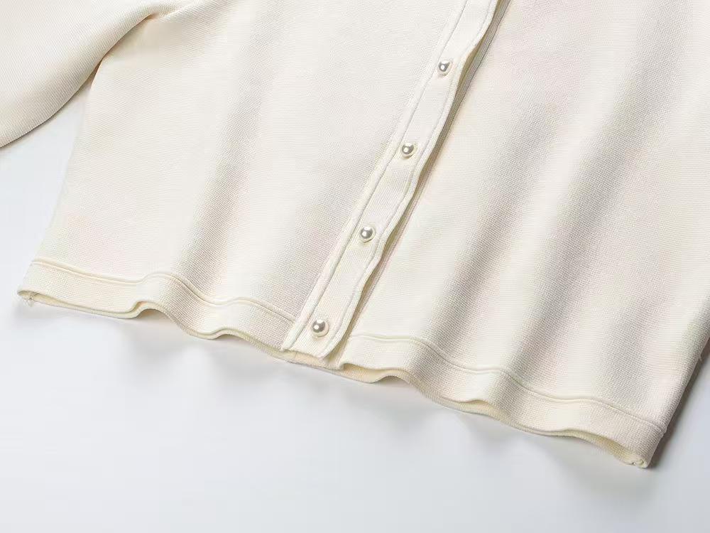 25ss Early spring new pearl openwork pattern cardigan