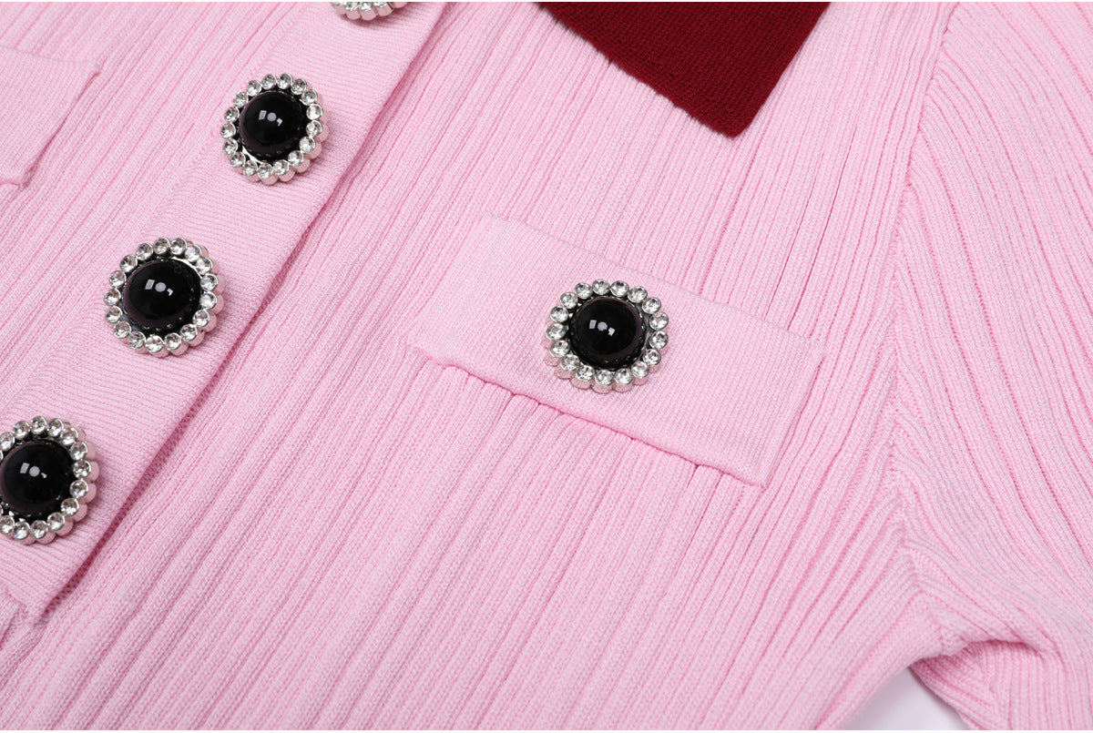 25ss Summer short-sleeved ladylike knitted short skirt