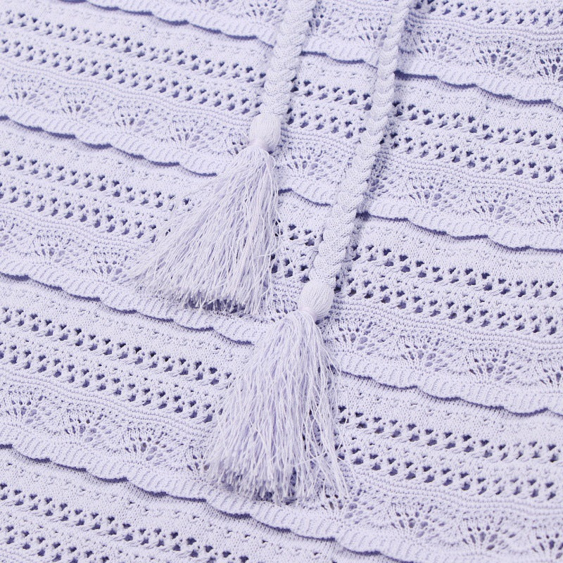 25ss Sleeveless cut-out beach knitted dress