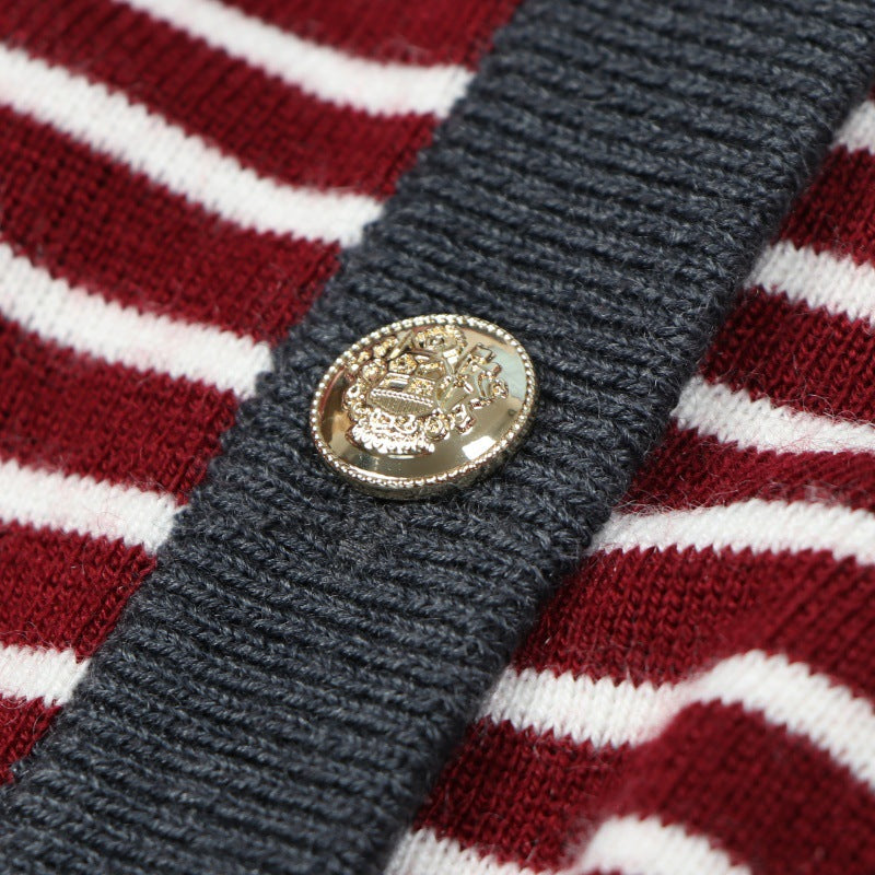 25ss Elegant striped wool knitted sweater for autumn and winter