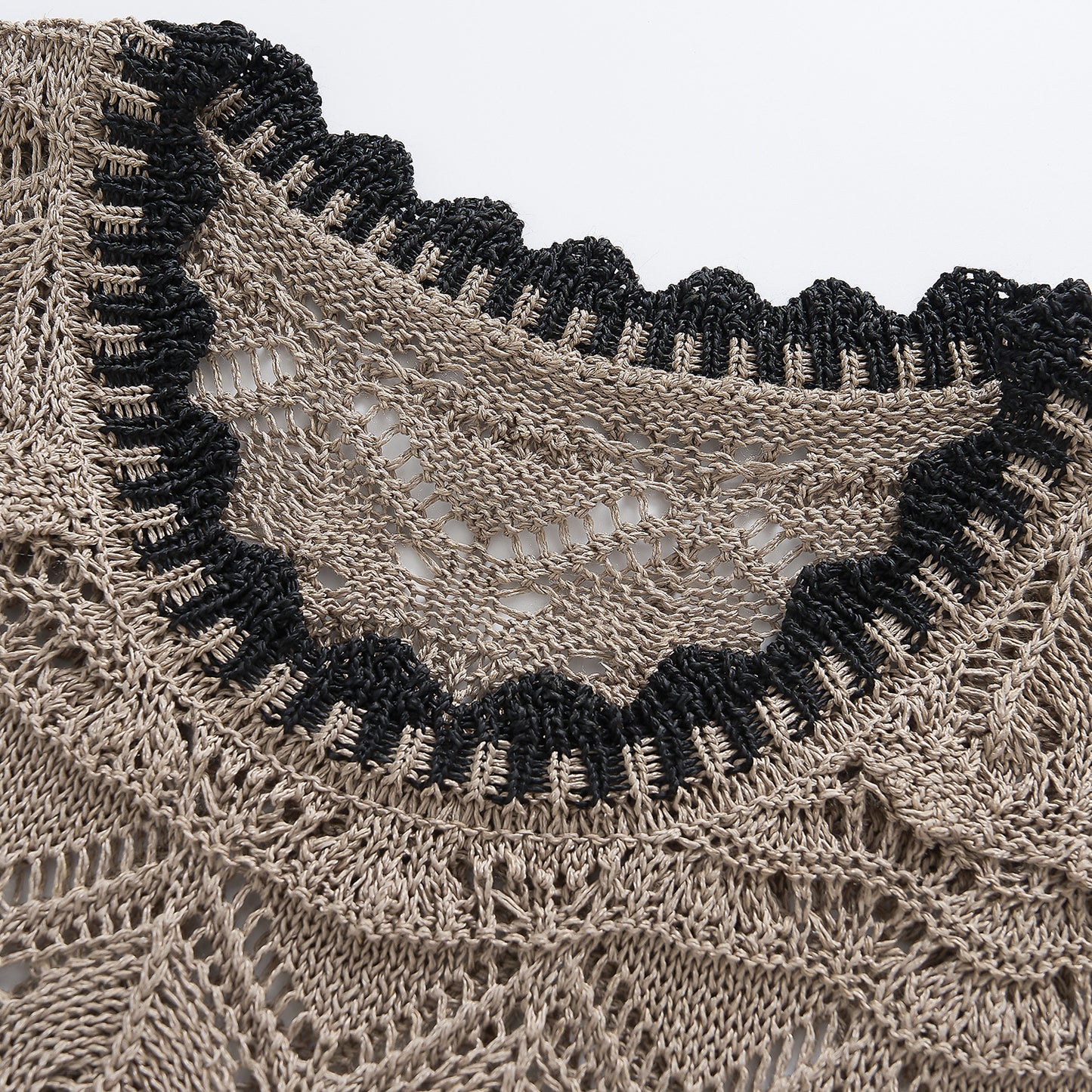 25ss French design style knitted hollowed-out crochet vest linen top