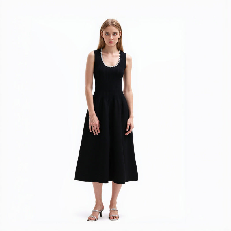 25ss Spring and summer lady's beaded A-line dress
