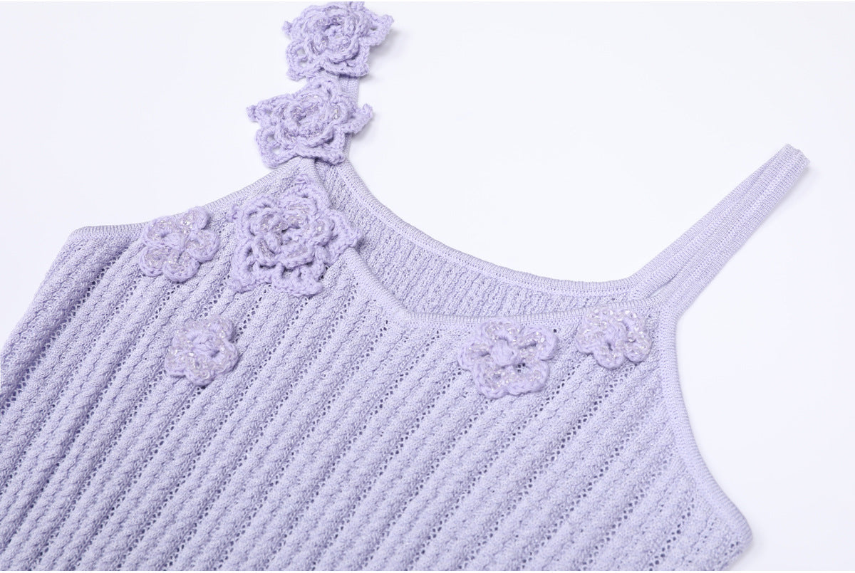 25ss Spring and Autumn Fashion knitted halter dress set