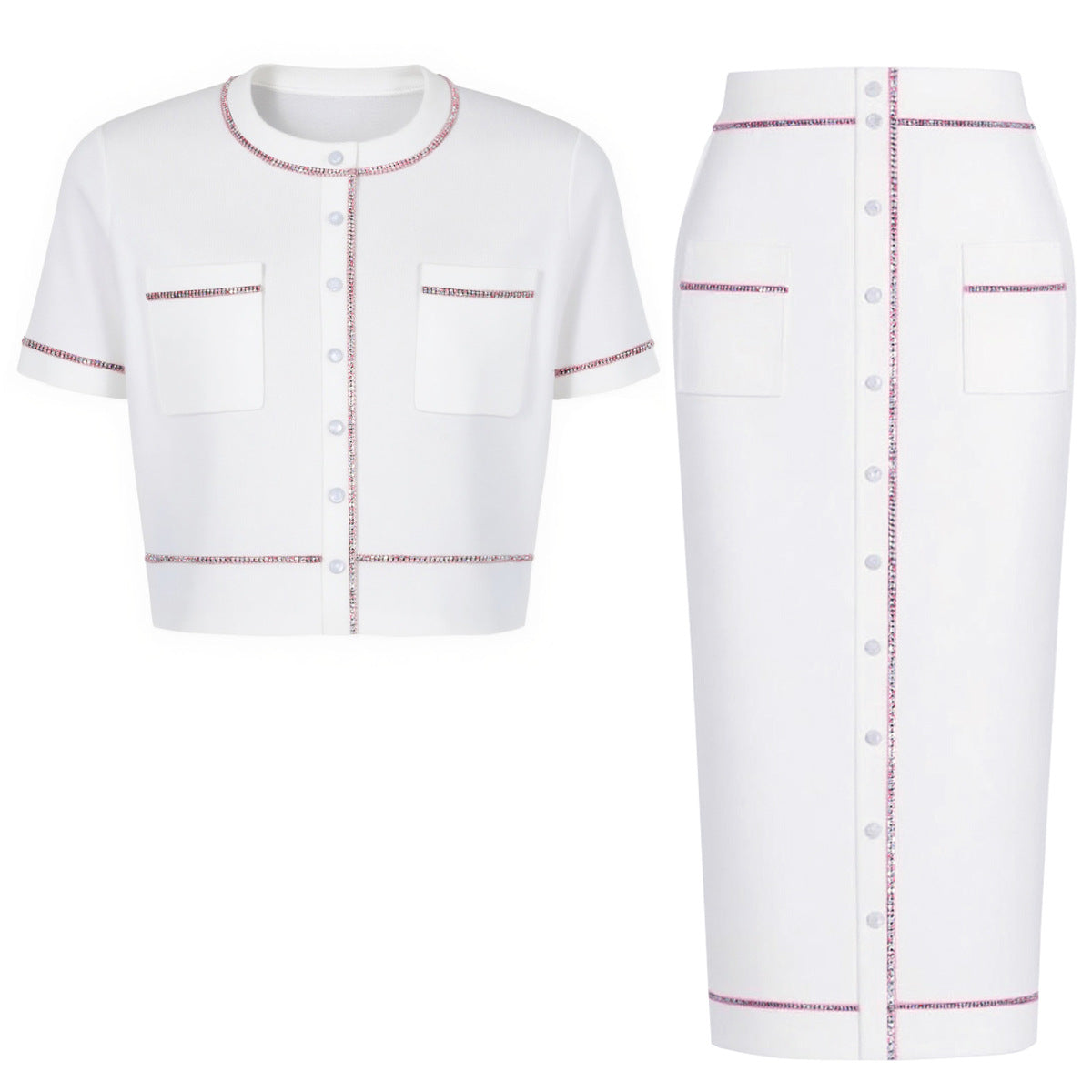 25ss A classic short-sleeved T-shirt top set with nails and diamonds