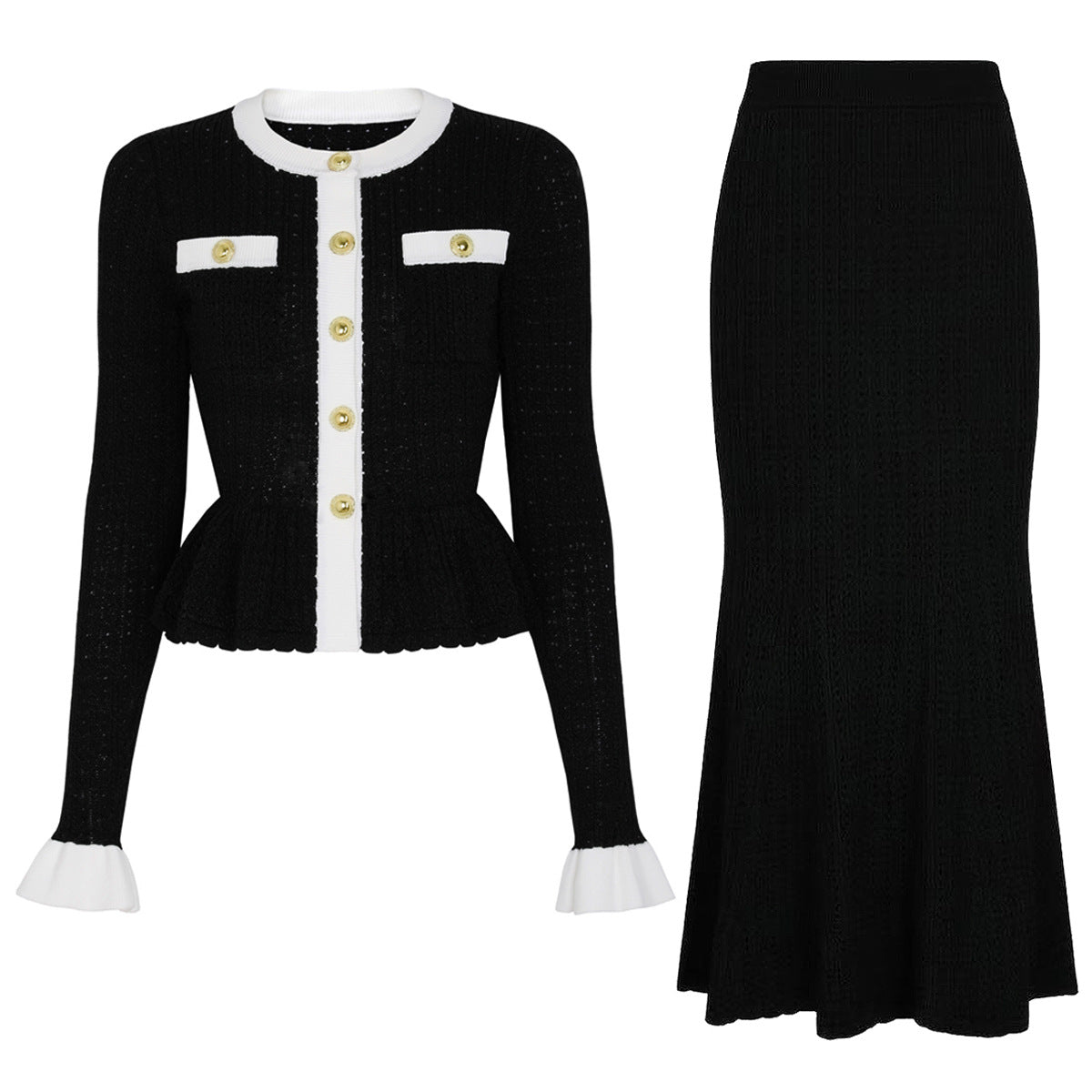 25ss Spring and Autumn knitted cardigan skirt set