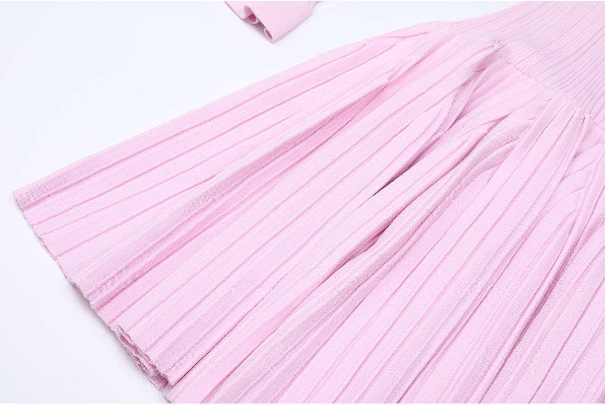 25ss Autumn one-shoulder knitted dress with a one-shoulder collar