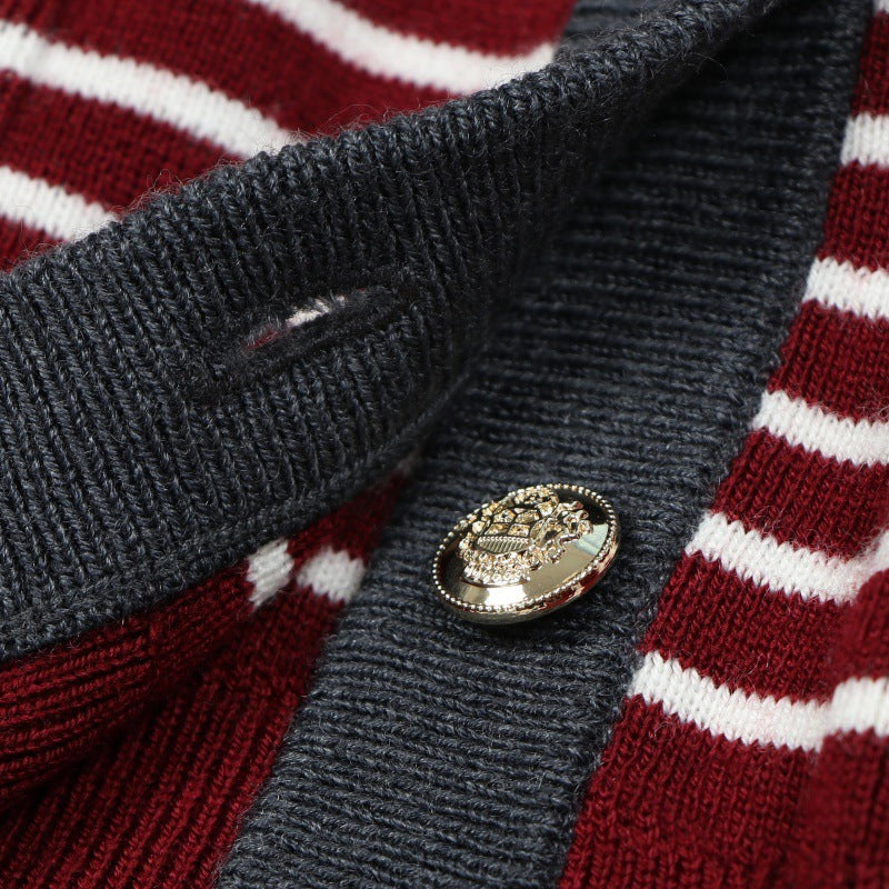 25ss Elegant striped wool knitted sweater for autumn and winter
