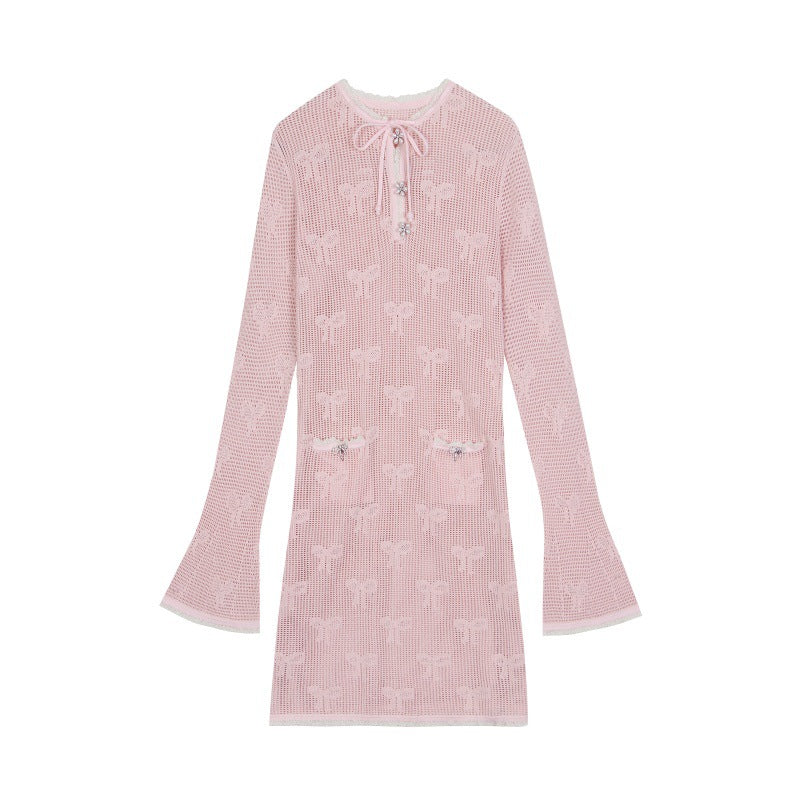 25ss Elegant cut-out knitted dress