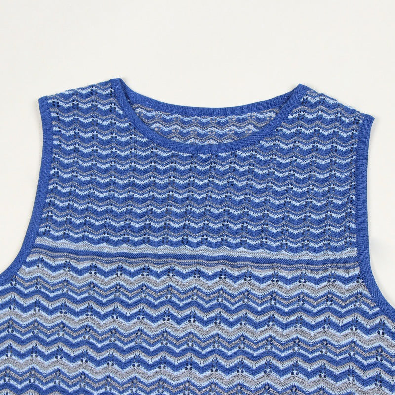 25ss Elegant and elegant striped knitted dress for spring and summer